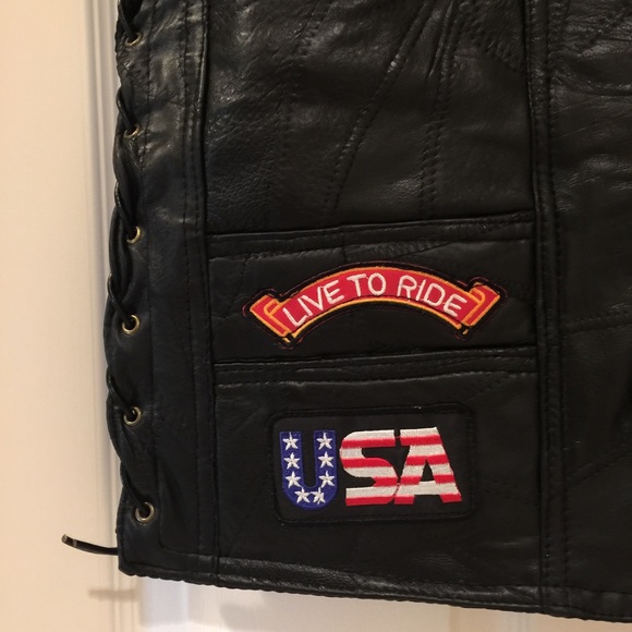 NWT Diamond Plate leather biker vest - Picture 3 of 7